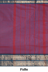 Light purple plain narayanapet cotton saree with contrast zari border and stripe pallu
