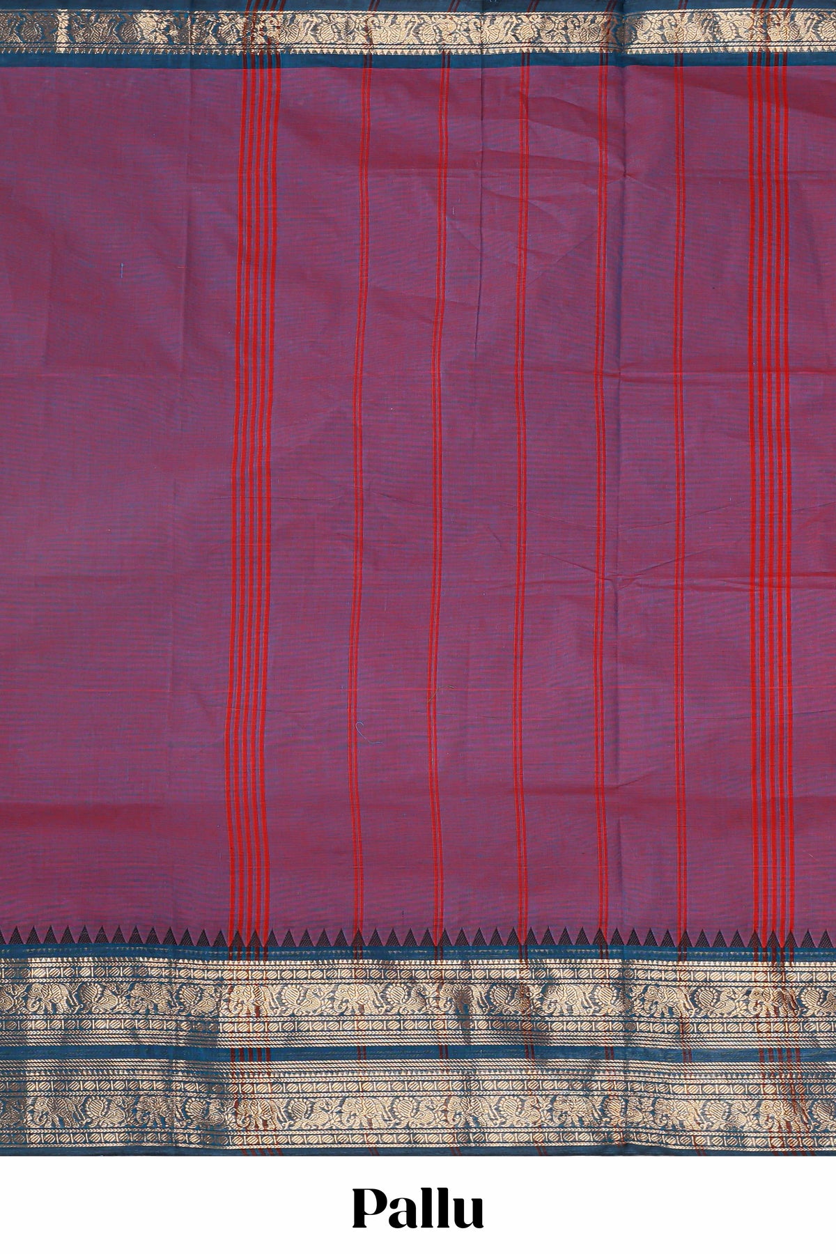 Light purple plain narayanapet cotton saree with contrast zari border and stripe pallu