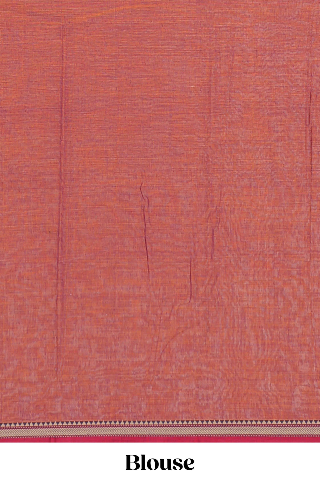Rust red plain narayanapet cotton saree with contrast temple border and stripe pallu