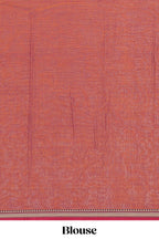 Rust red plain narayanapet cotton saree with contrast temple border and stripe pallu