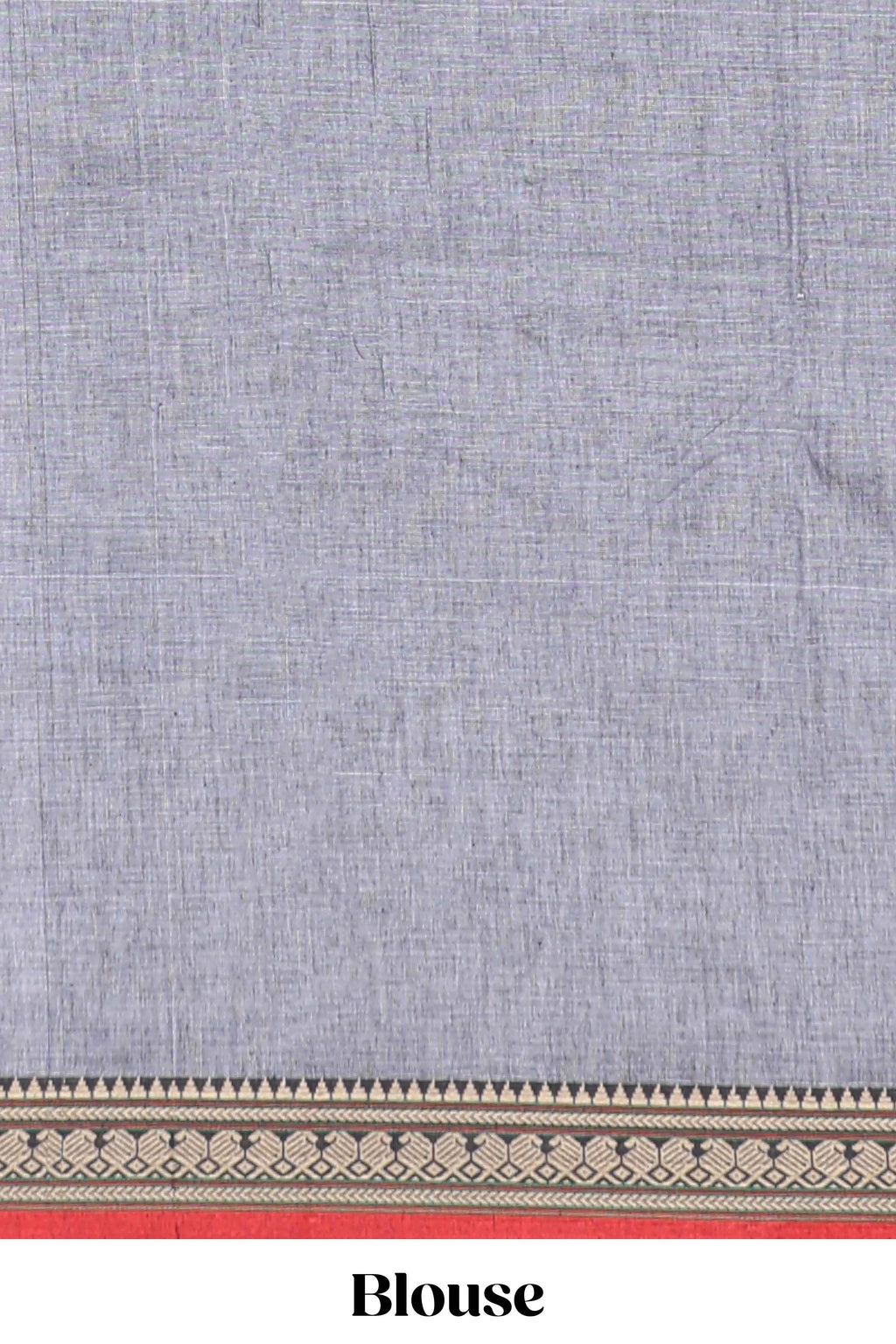 Light grey plain narayanapet cotton saree with contrast temple border and stripe pallu