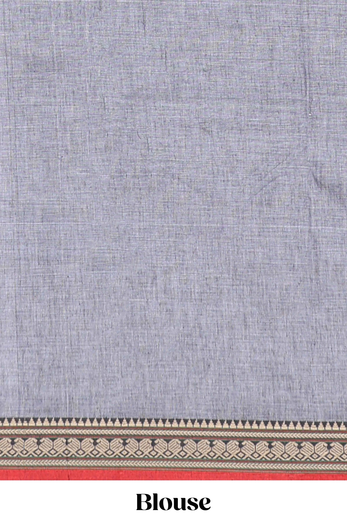 Light grey plain narayanapet cotton saree with contrast temple border and stripe pallu