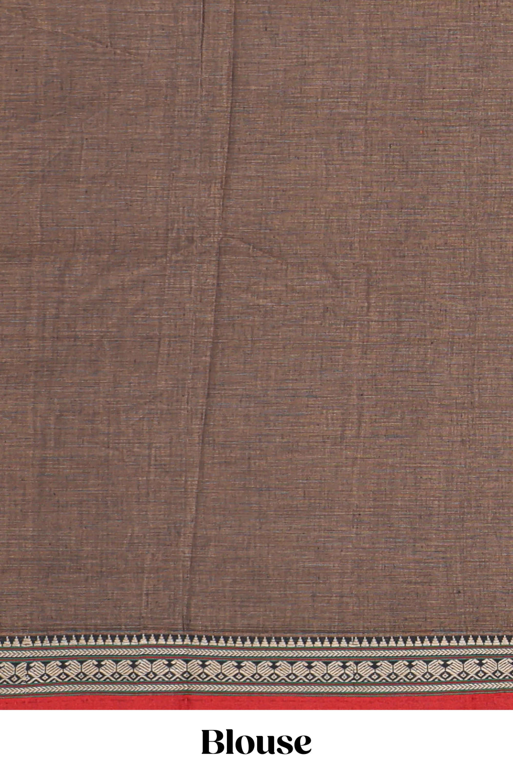 Brown plain narayanapet cotton saree with contrast temple border and stripe pallu