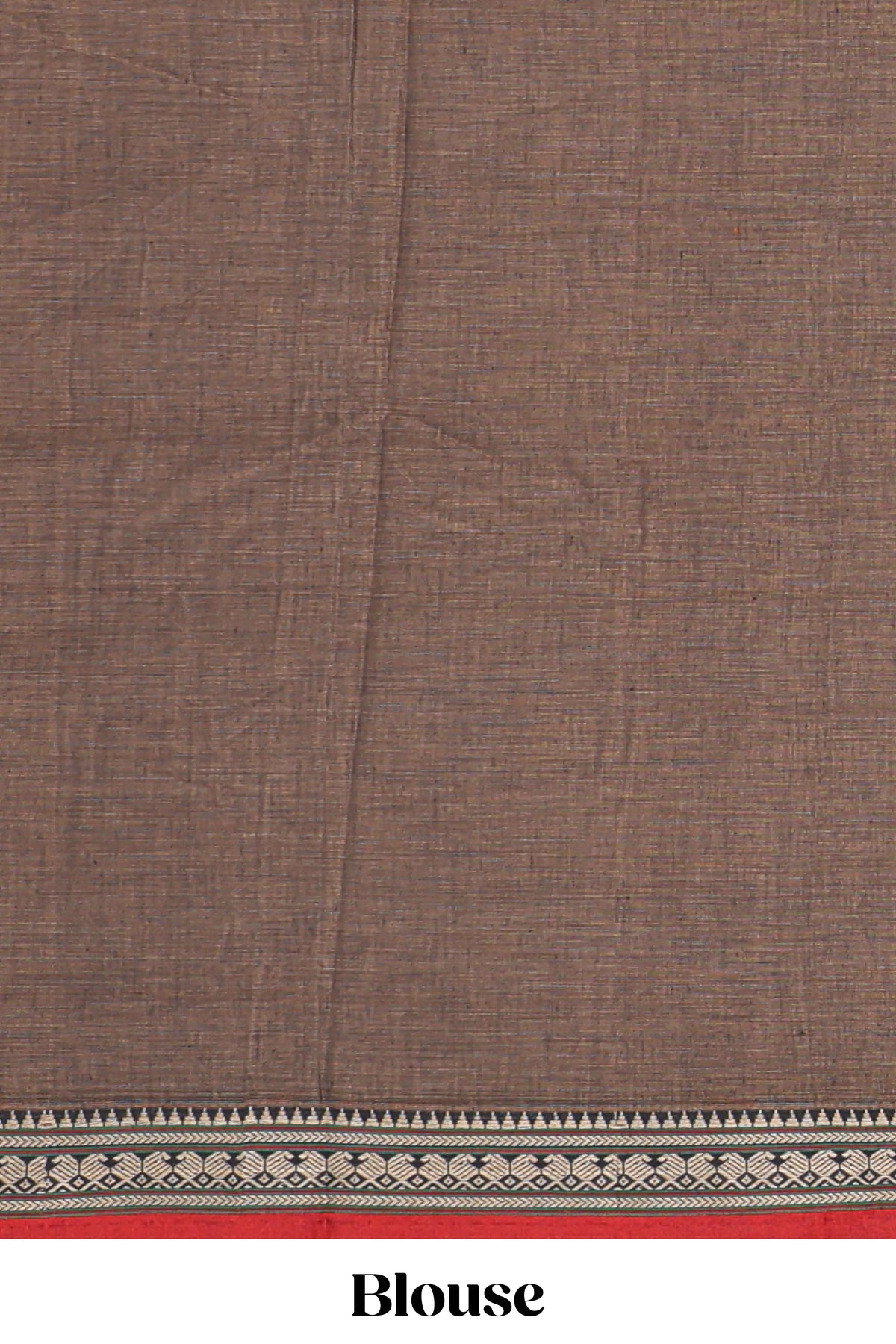 Brown plain narayanapet cotton saree with contrast temple border and stripe pallu