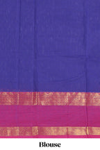 Indigo purple zari butta narayanapet cotton saree with contrast bentex border and matching blouse