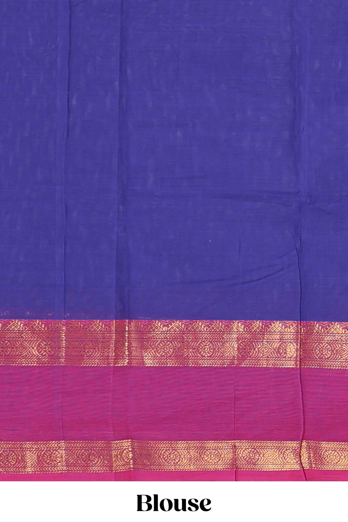 Indigo purple zari butta narayanapet cotton saree with contrast bentex border and matching blouse
