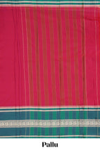 Red plain narayanapet cotton saree with contrast border and matching blouse