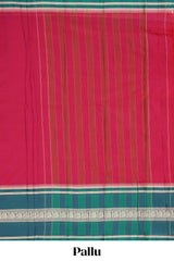 Red plain narayanapet cotton saree with contrast border and matching blouse
