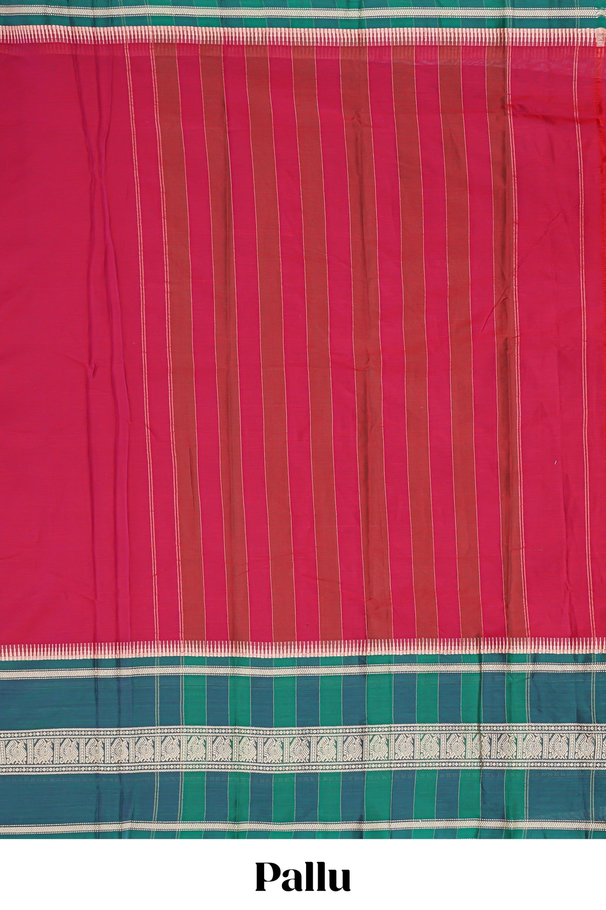 Red plain narayanapet cotton saree with contrast border and matching blouse