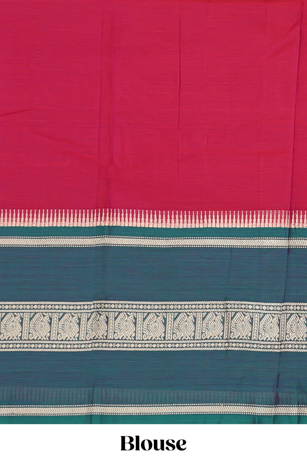 Red plain narayanapet cotton saree with contrast border and matching blouse