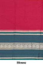 Red plain narayanapet cotton saree with contrast border and matching blouse