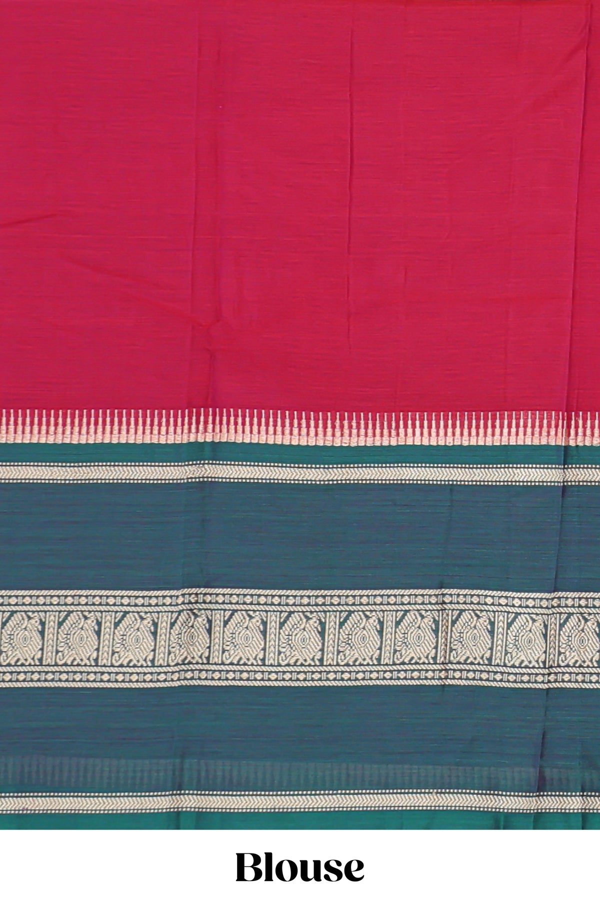 Red plain narayanapet cotton saree with contrast border and matching blouse