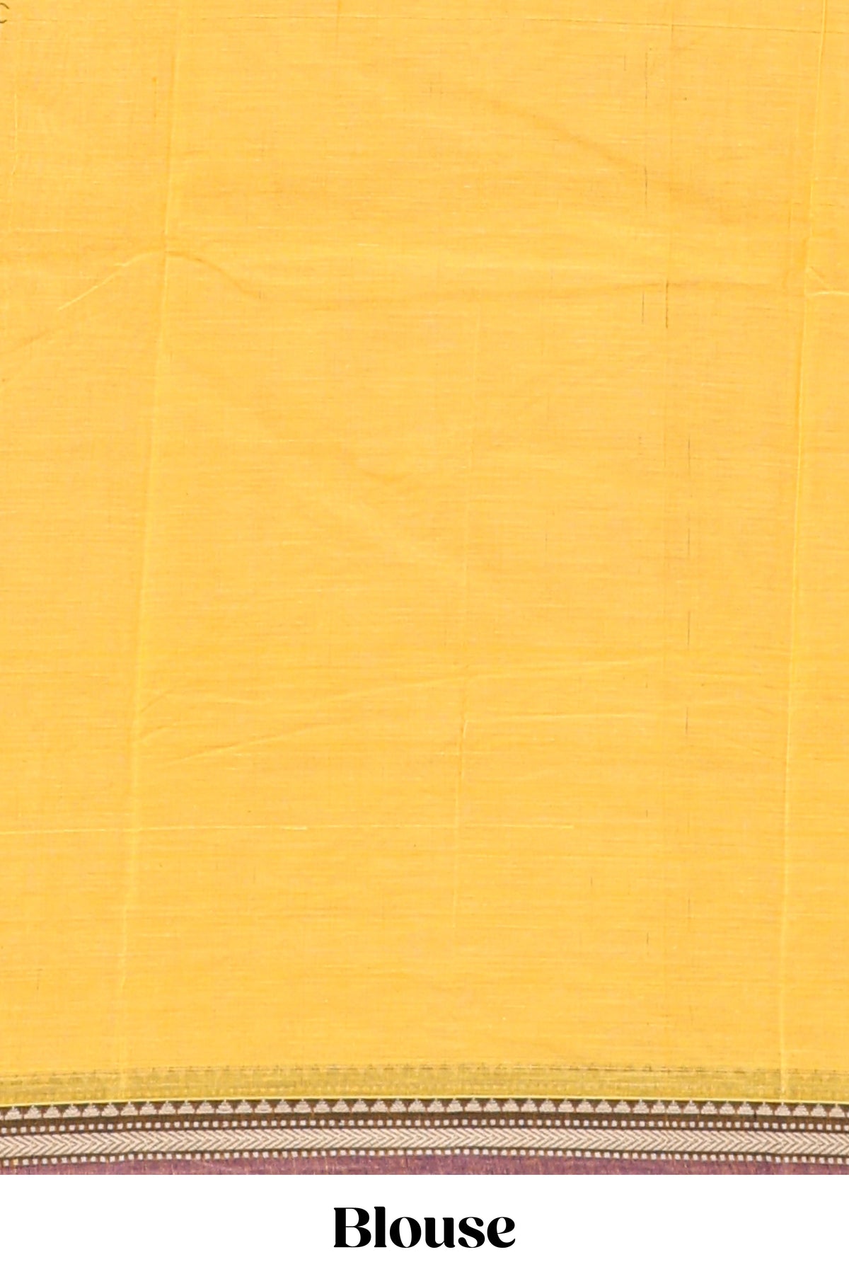 Yellow plain narayanapet cotton saree with contrast border and matching blouse