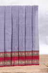 Lavender plain narayanapet cotton saree with contrast bentex border and matching blouse