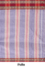 Lavender plain narayanapet cotton saree with contrast bentex border and matching blouse