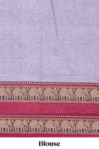 Lavender plain narayanapet cotton saree with contrast bentex border and matching blouse