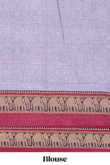 Lavender plain narayanapet cotton saree with contrast bentex border and matching blouse