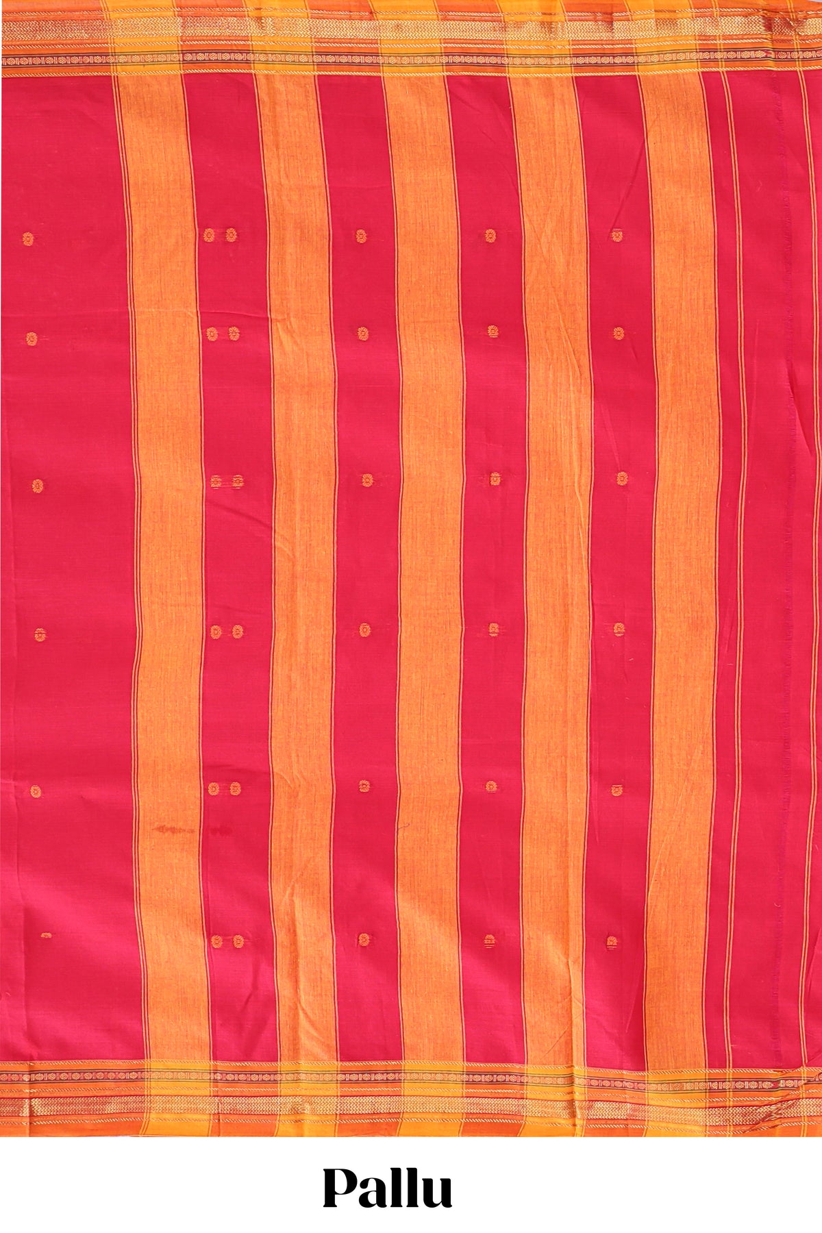 Pink motifs narayanapet cotton saree with contrast zari border and matching blouse