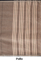 Brown plain narayanapet cotton saree with contrast border and matching blouse
