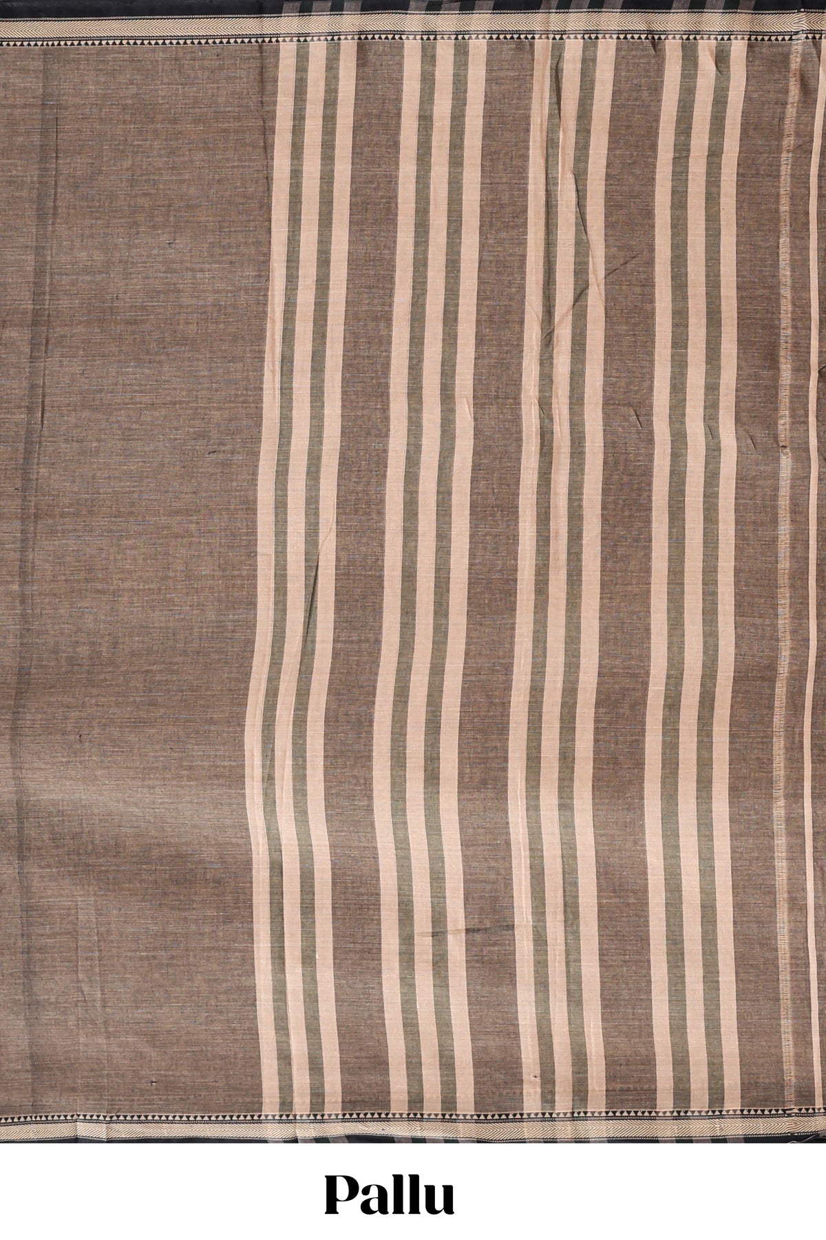 Brown plain narayanapet cotton saree with contrast border and matching blouse