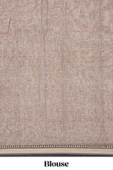 Brown plain narayanapet cotton saree with contrast border and matching blouse