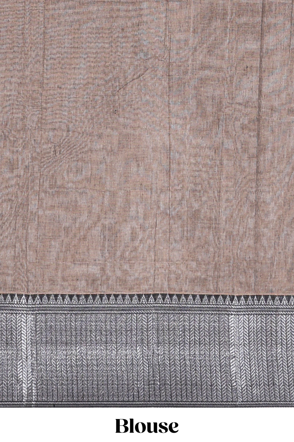 Brown plain narayanapet cotton saree with contrast silver zari border and matching blouse