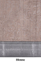 Brown plain narayanapet cotton saree with contrast silver zari border and matching blouse