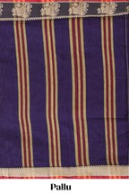 Ultra violet plain narayanapet cotton saree with contrast border and matching blouse