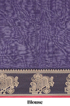 Ultra violet plain narayanapet cotton saree with contrast border and matching blouse