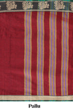 Red plain narayanapet cotton saree with contrast border and matching blouse