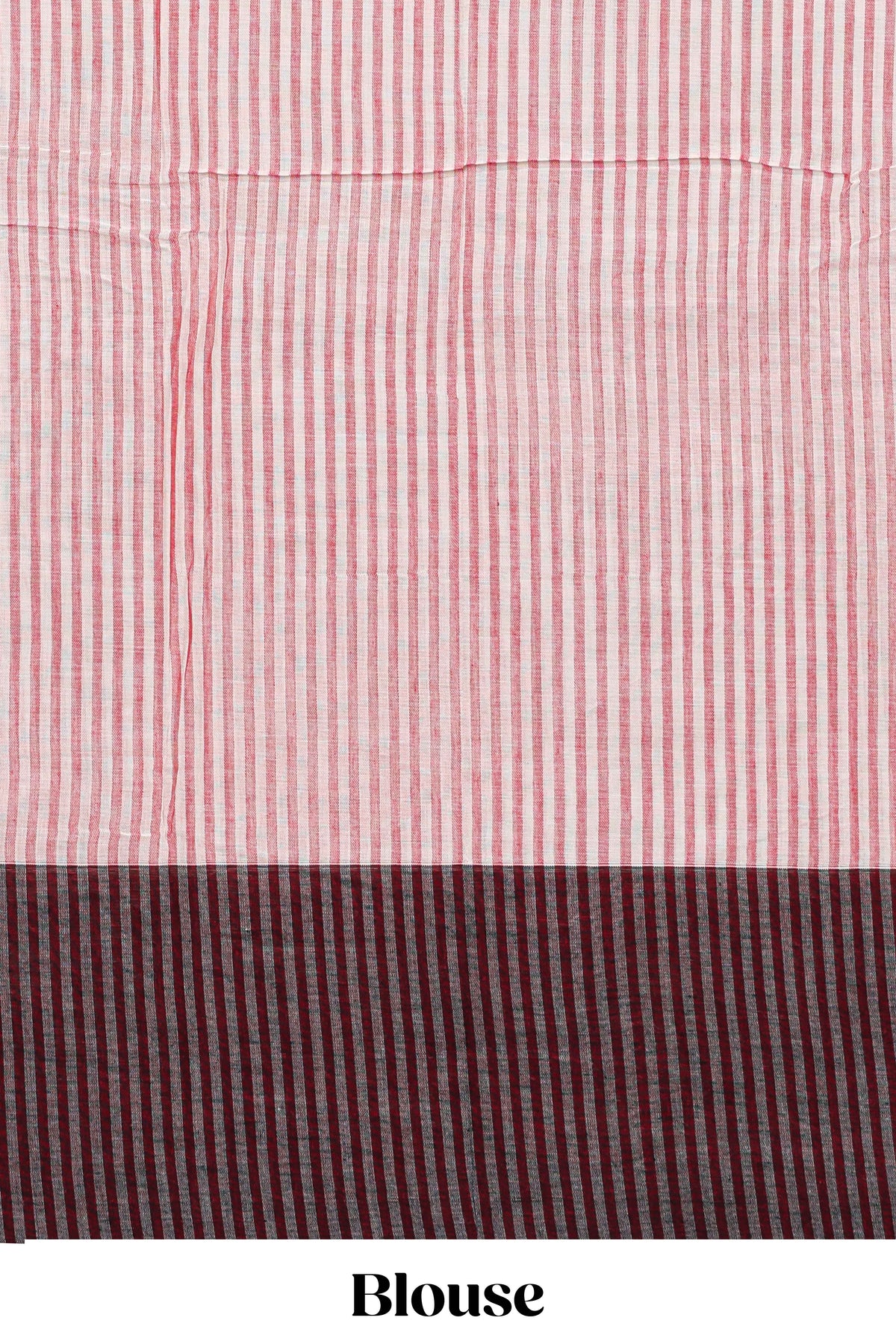 Grey plain narayanapet cotton saree with contrast border and striped blouse