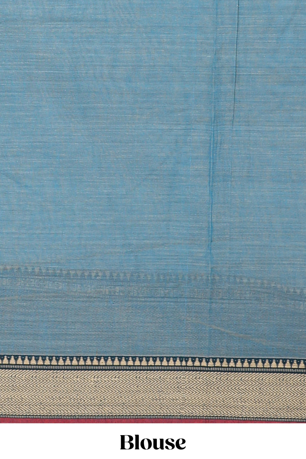 Blue plain narayanapet cotton saree with contrast thread weave border and matching blouse