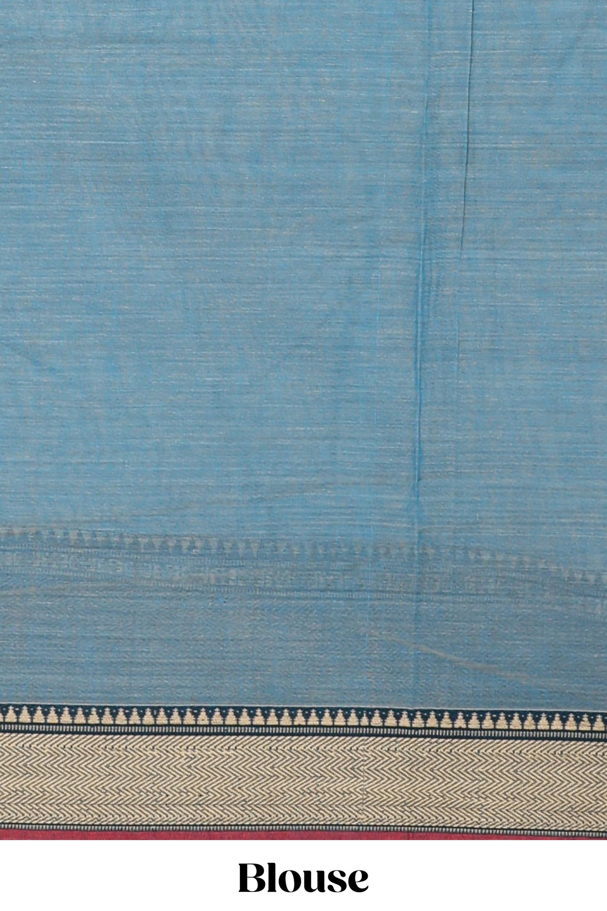 Blue plain narayanapet cotton saree with contrast thread weave border and matching blouse