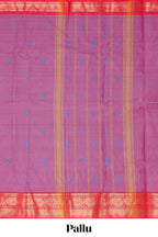 Pearly purple butta designed narayanapet cotton saree with contrast zari border and matching pallu