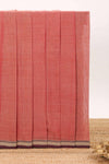 Peach plain narayanapet cotton saree with contrast border and matching pallu