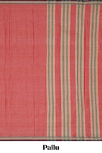 Peach plain narayanapet cotton saree with contrast border and matching pallu