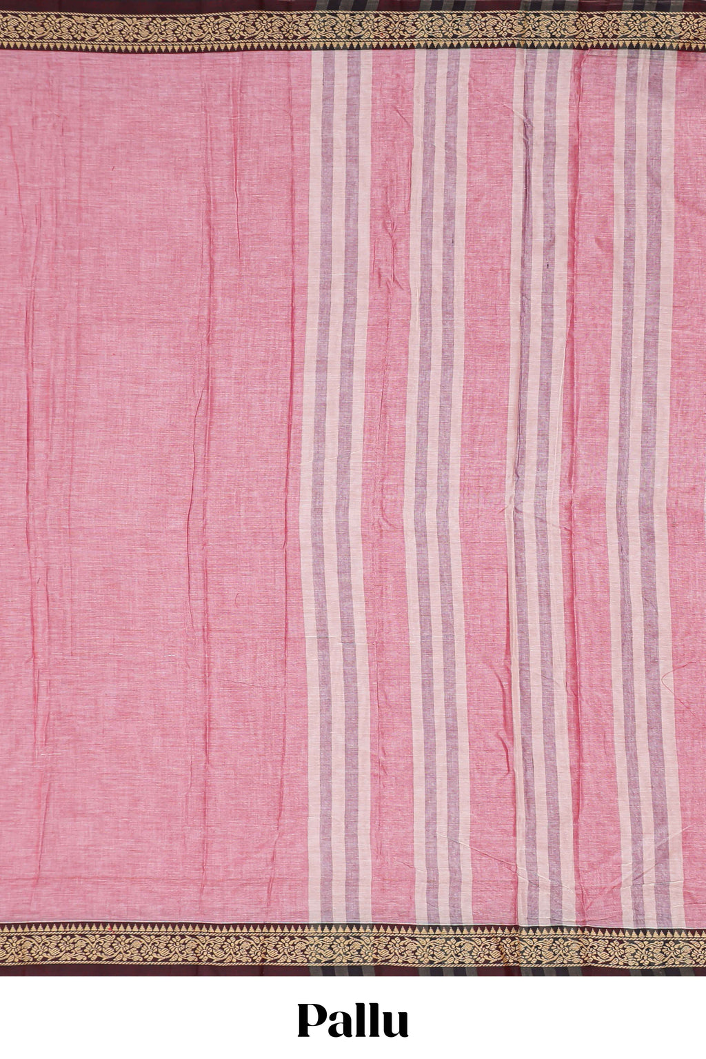 Pink plain narayanapet cotton saree with contrast border and matching pallu