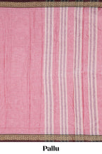 Pink plain narayanapet cotton saree with contrast border and matching pallu