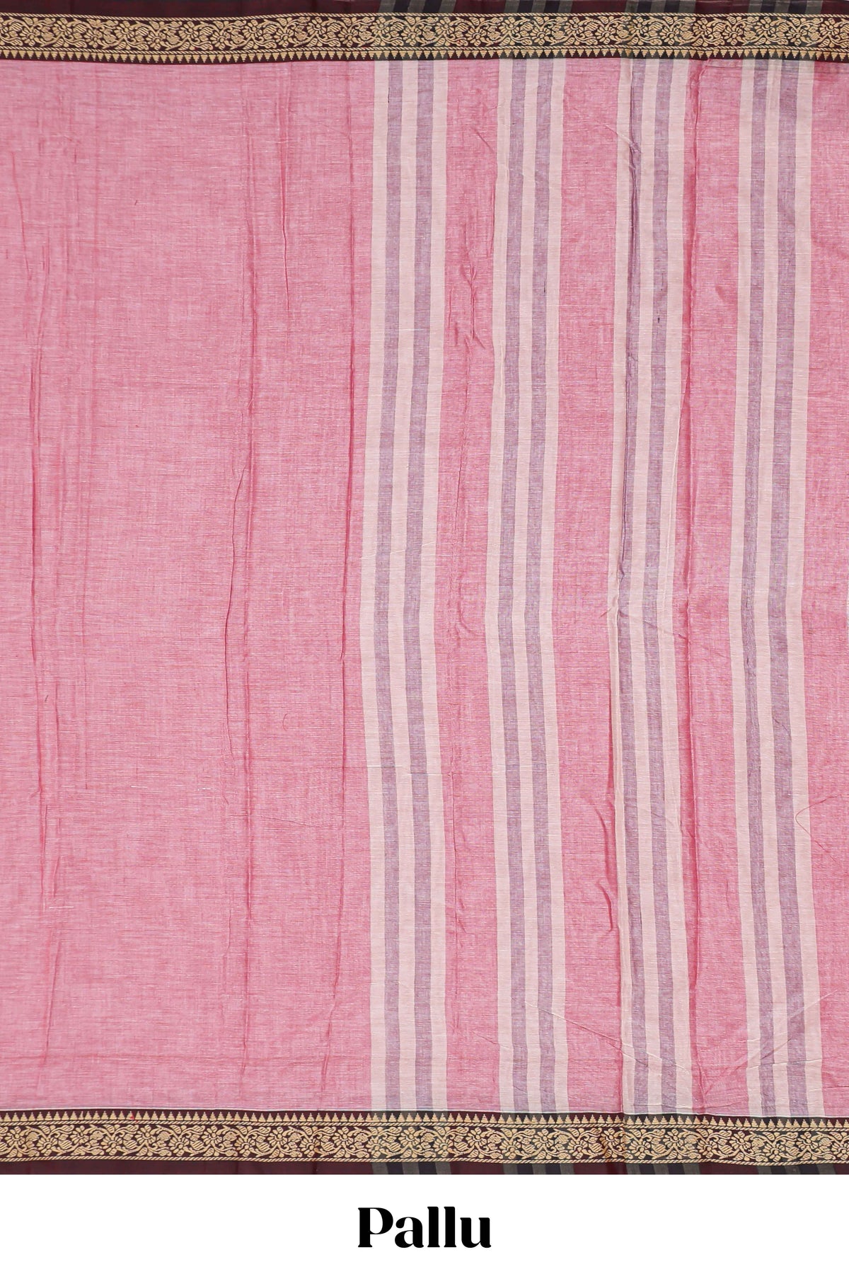 Pink plain narayanapet cotton saree with contrast border and matching pallu