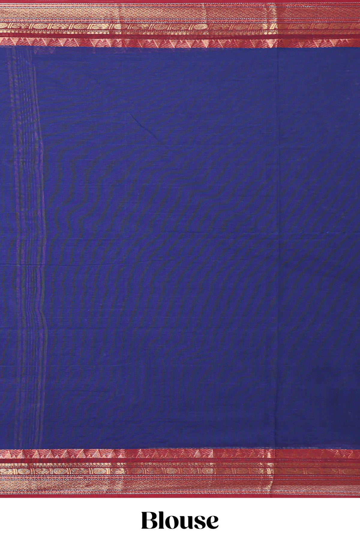 Royal blue motifs design narayanapet cotton saree with contrast zari border and matching blouse