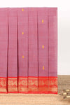 Dusty rose motifs design narayanapet cotton saree with contrast zari border and matching blouse