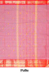 Dusty rose motifs design narayanapet cotton saree with contrast zari border and matching blouse