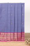 Lavender Butta designed narayanapet cotton saree with contrast zari border and matching blouse