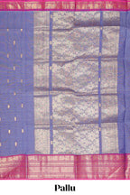 Lavender Butta designed narayanapet cotton saree with contrast zari border and matching blouse