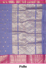 Lavender Butta designed narayanapet cotton saree with contrast zari border and matching blouse