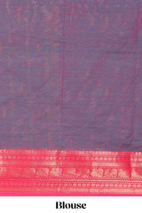 Purple Butta designed narayanapet cotton saree with contrast zari border and matching blouse