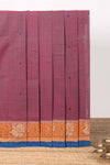 Muted pink Butta designed narayanapet cotton saree with contrast zari border and matching blouse