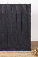Borderless black striped narayanapet cotton saree with matching blouse