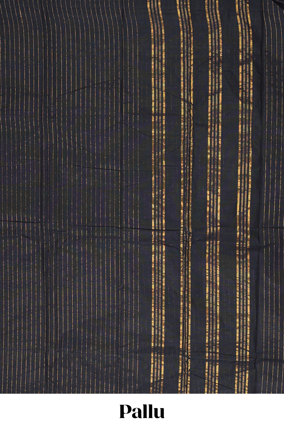 Borderless black striped narayanapet cotton saree with matching blouse