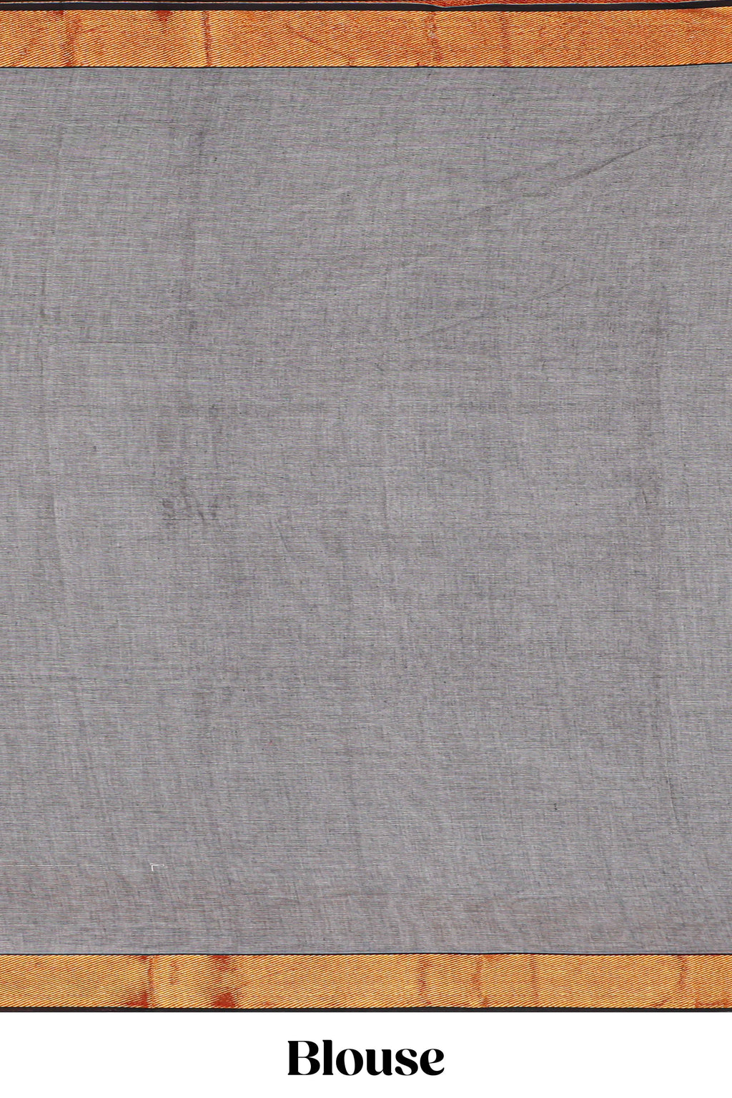 Grey plain narayanapet cotton saree with contrast border and matching blouse